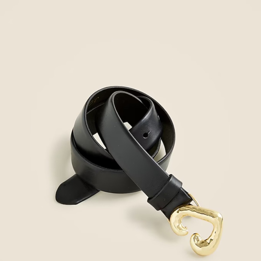 Black Leather Belt with Gold Buckle